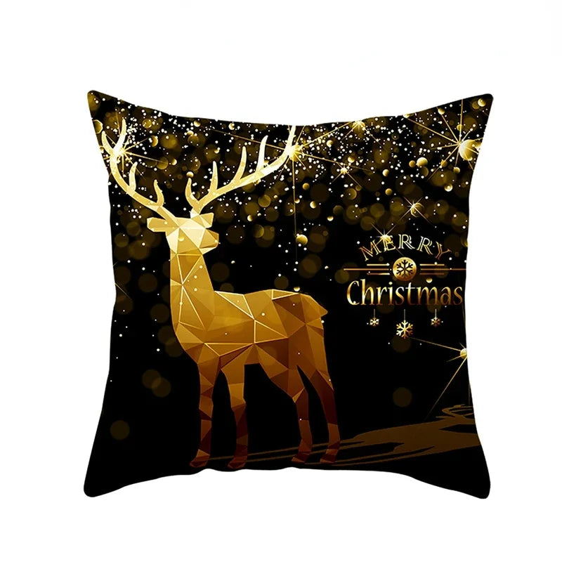 Elegant Black and Gold Christmas Cushion Cover - Image 19