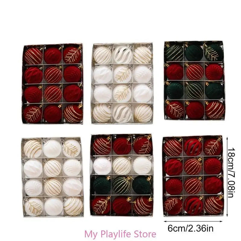 12 PCS Velvet Christmas Baubles for Festive Cheer - Image 11