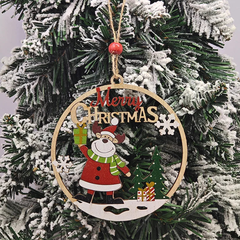 Charming Wooden Santa & Reindeer Ornaments for Christmas - Image 4