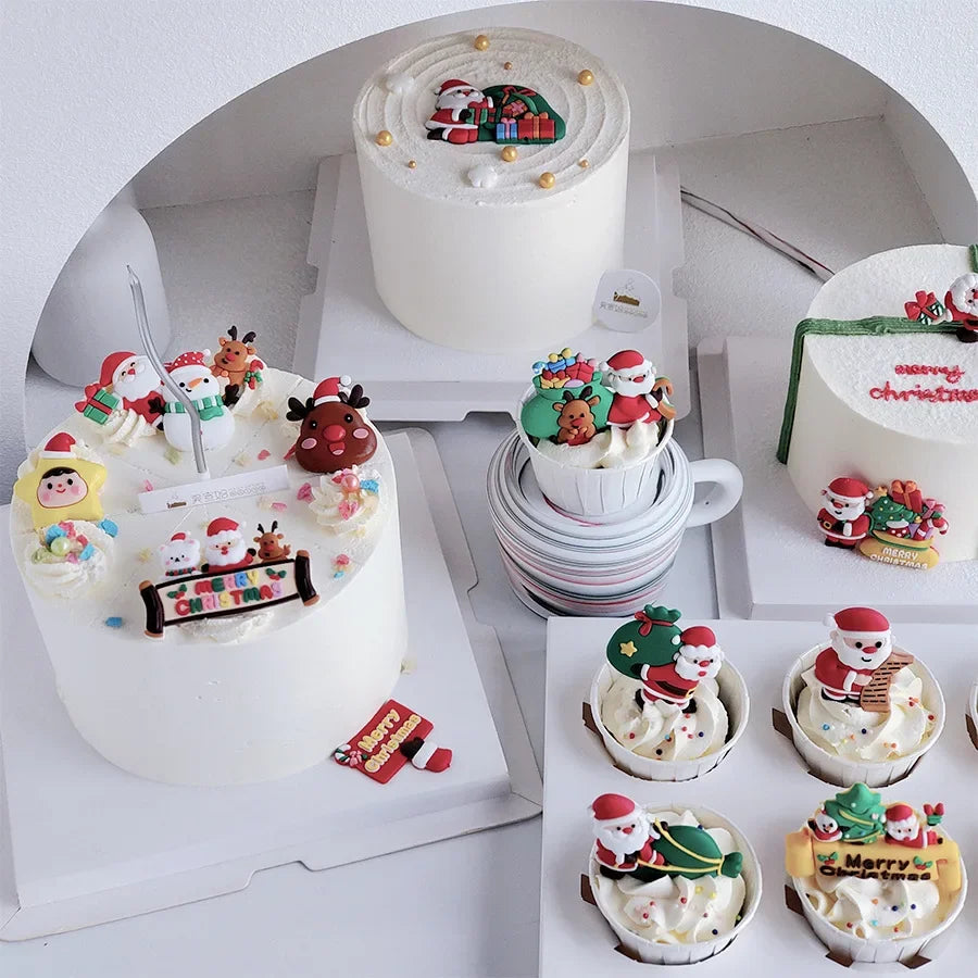 Festive Santa & Elk Cake Toppers for Christmas - Image 28