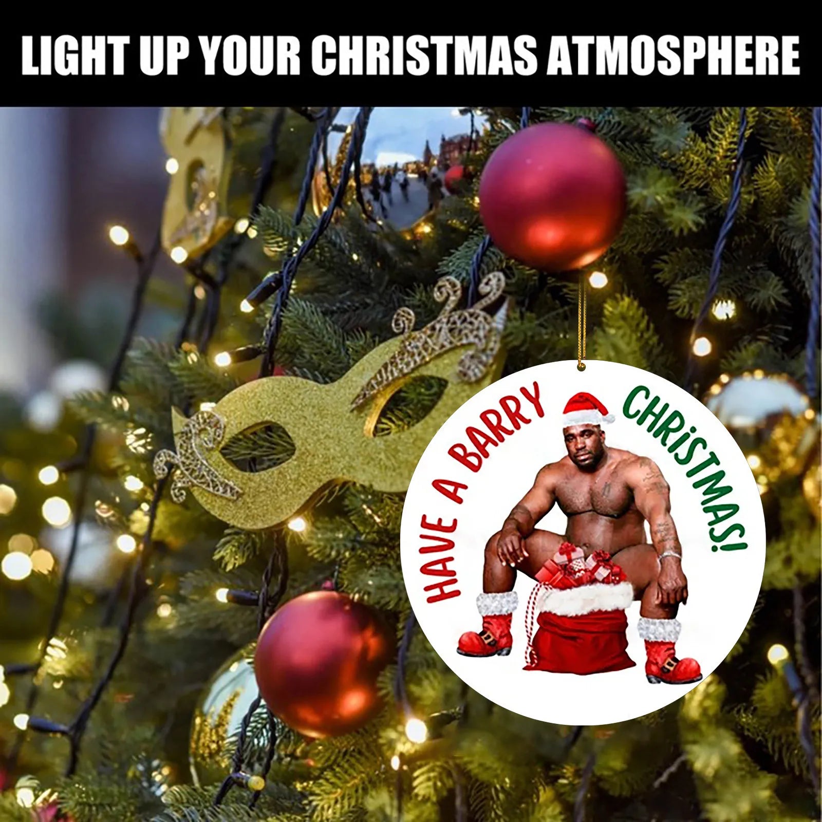Funny Tough Man Christmas Tree Ornament – Perfect for Kids! - Image 2