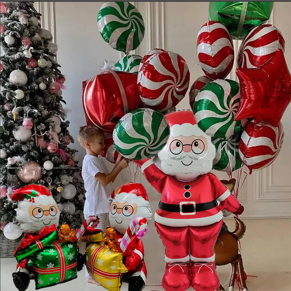 Festive Christmas Balloons: Santa & Elk Decor
