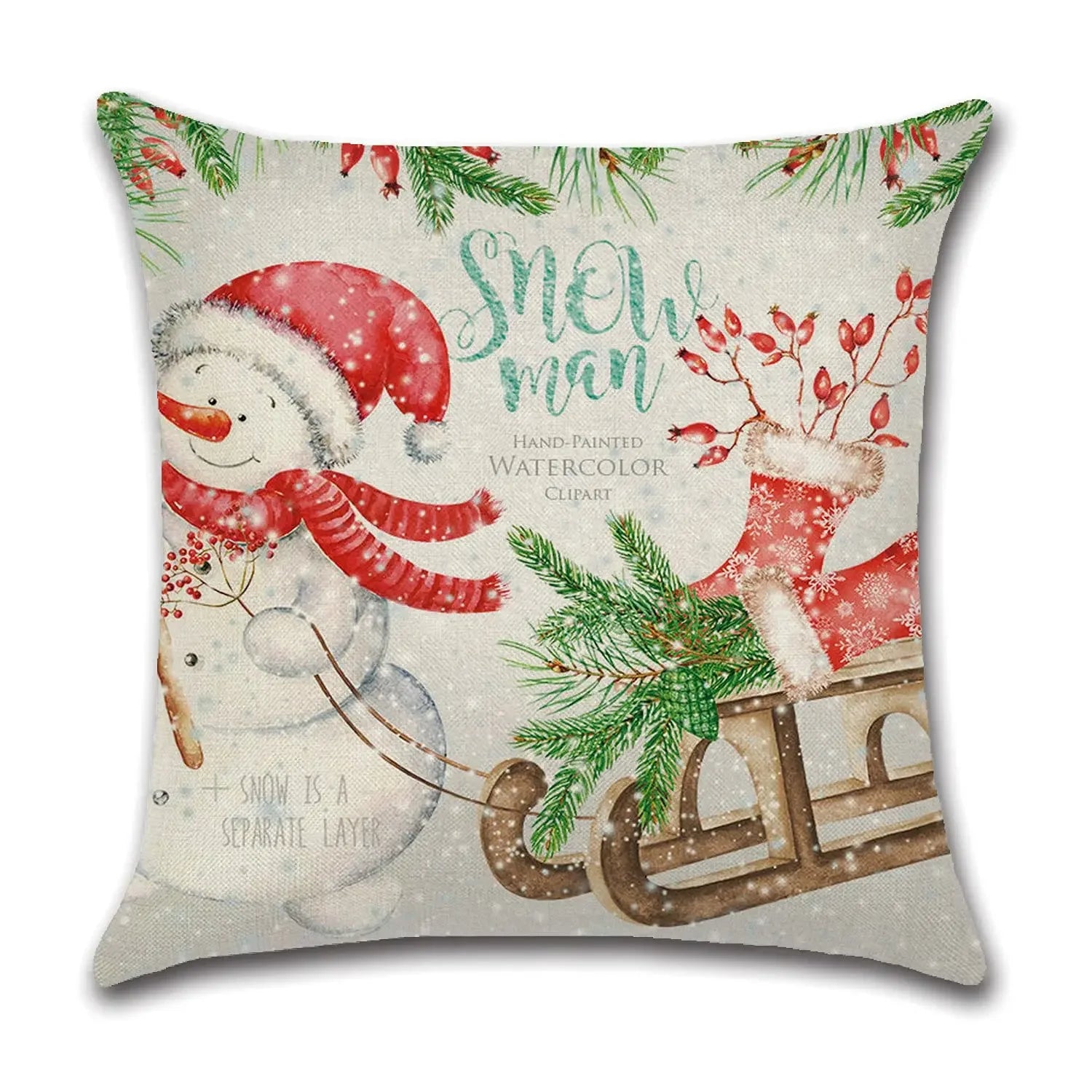 Custom Christmas Red Truck Snowman Pillowcase Cover - Image 4