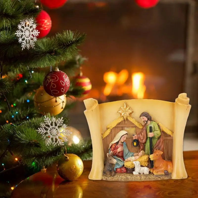 Festive Nativity Scene Figurines for Christmas Decor - Image 4