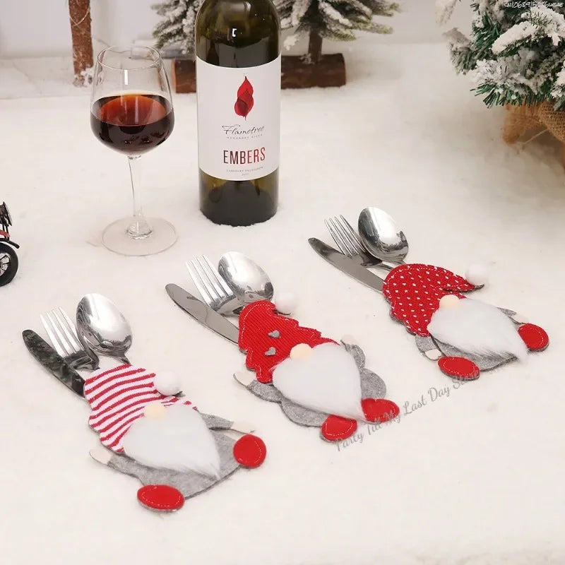 Festive Gnome Cutlery Holders for Christmas Table - Image 3