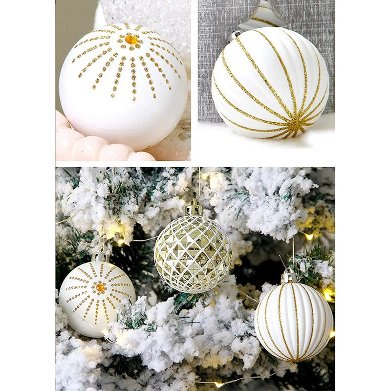 30PCS Shatterproof Gold & White Christmas Ornaments