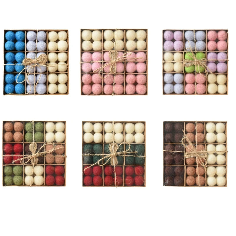 36 Wool Christmas Balls for Festive Tree Decor