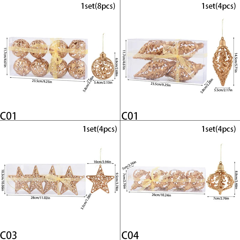 Gorgeous Hollow Golden Christmas Tree Ornaments - Image 10