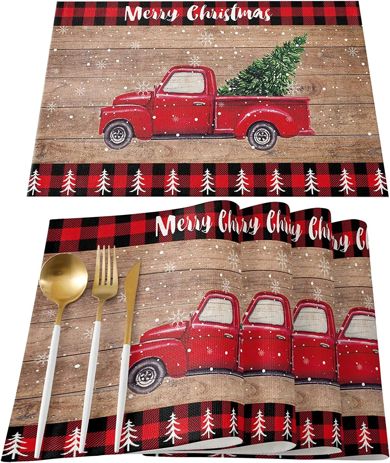 Festive Christmas Tree Placemats - Set of 4 - Image 4