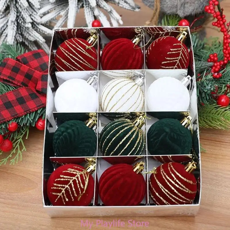 12 PCS Velvet Christmas Baubles for Festive Cheer - Image 17