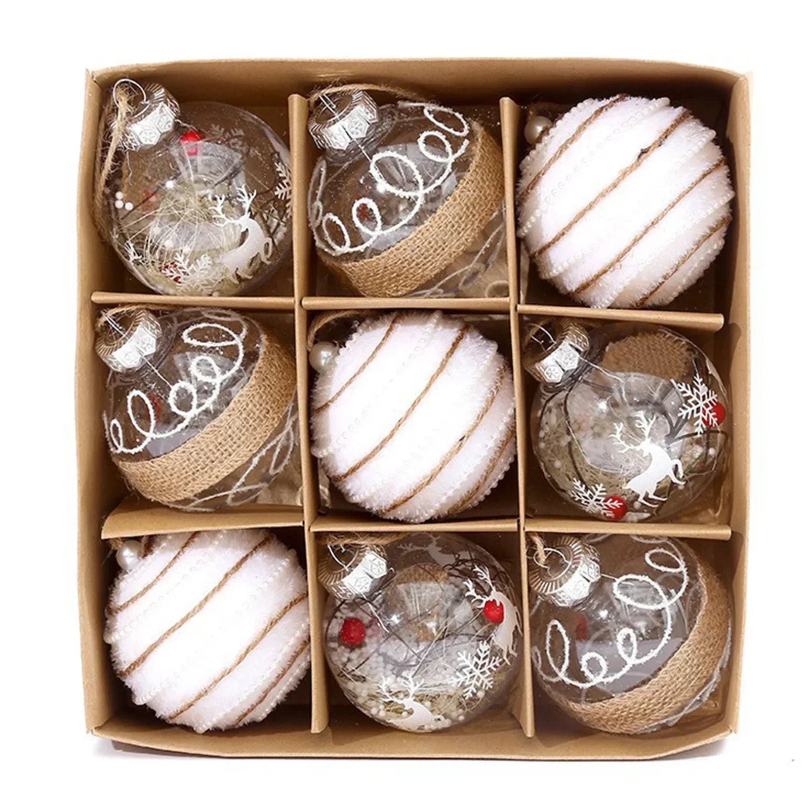 Elegant Rose Gold Christmas Ball Ornaments - 9 Pack