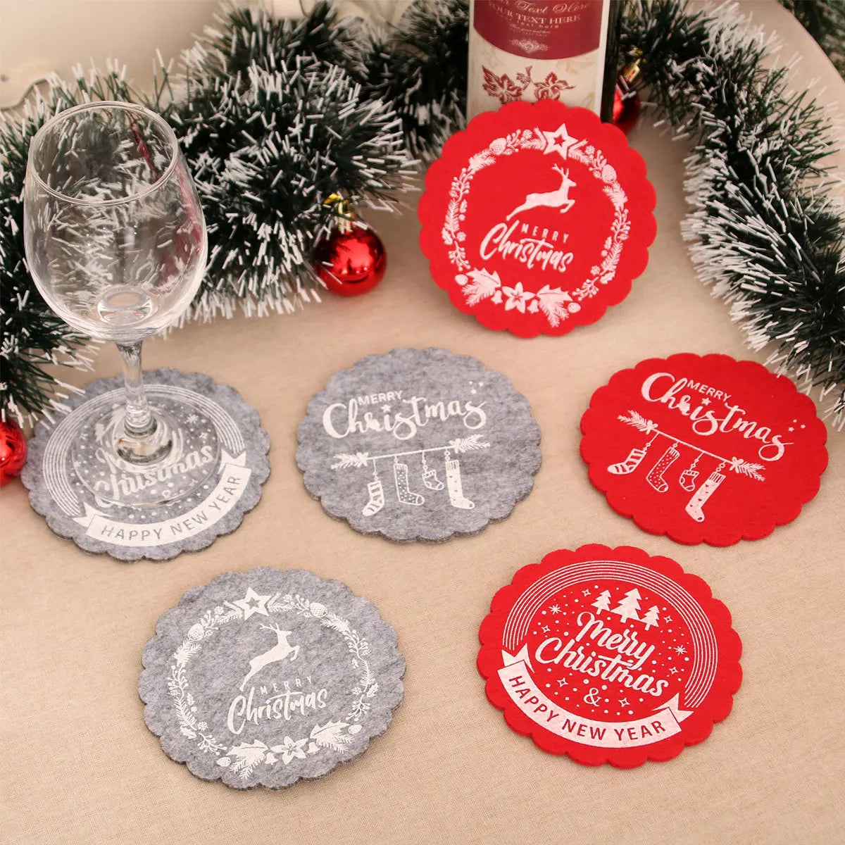 Festive Felt Christmas Wine & Tea Cup Mats - Image 12