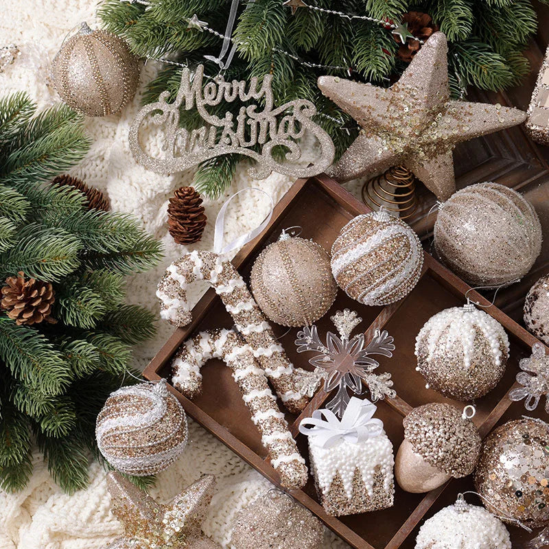 Elegant Champagne Bauble Ornaments for Christmas Decor - Image 39