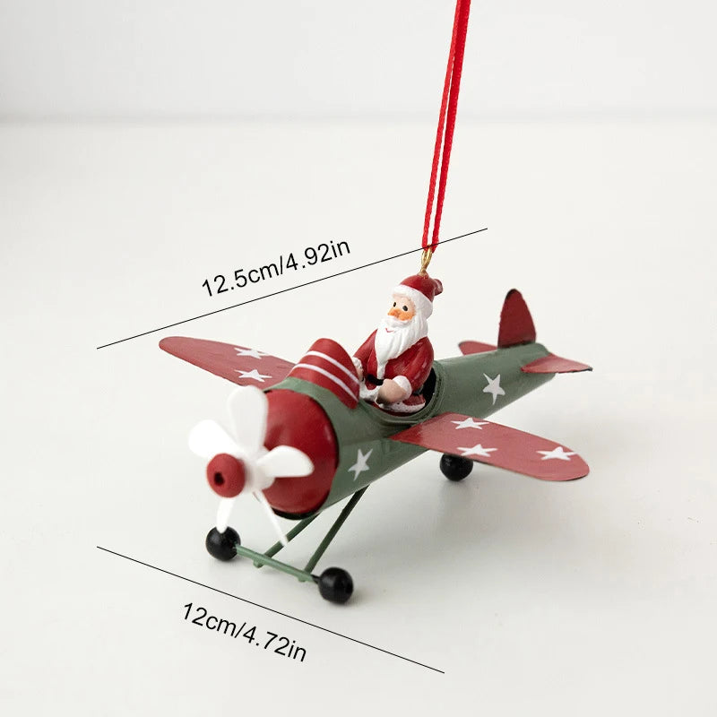 Vintage Santa Airplane Tree Ornament - Christmas Decor - Image 3