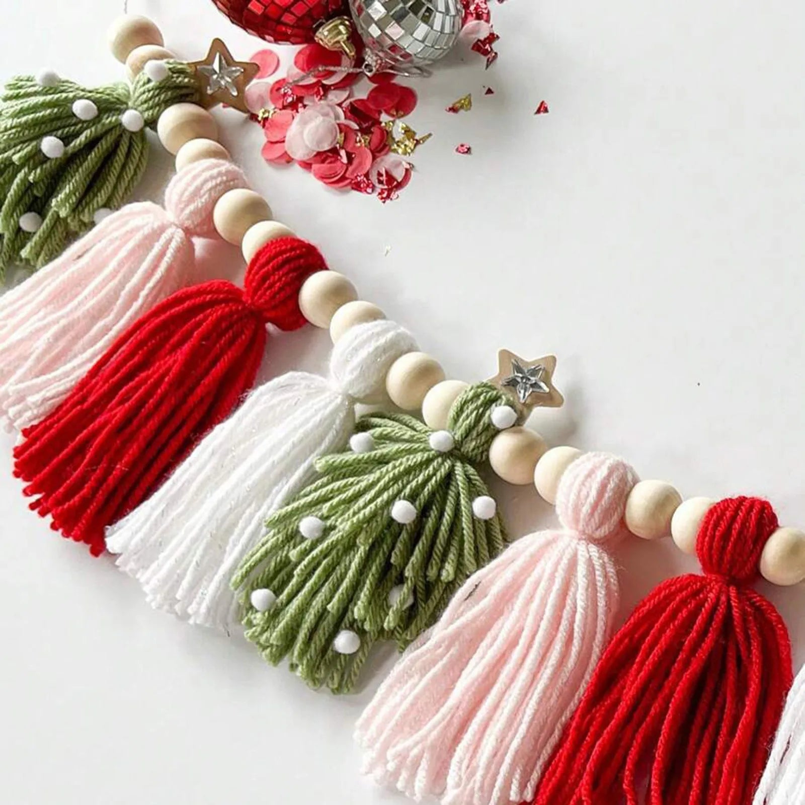 Boho Tassel Garland with Wooden Beads for Christmas - Image 6