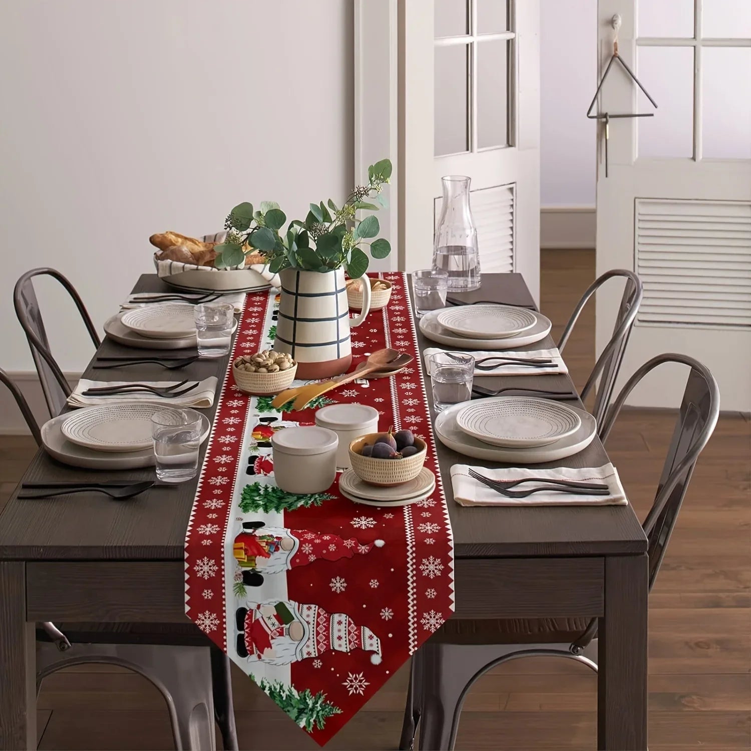 Charming Gnome Snowflake Christmas Table Runner - Image 5