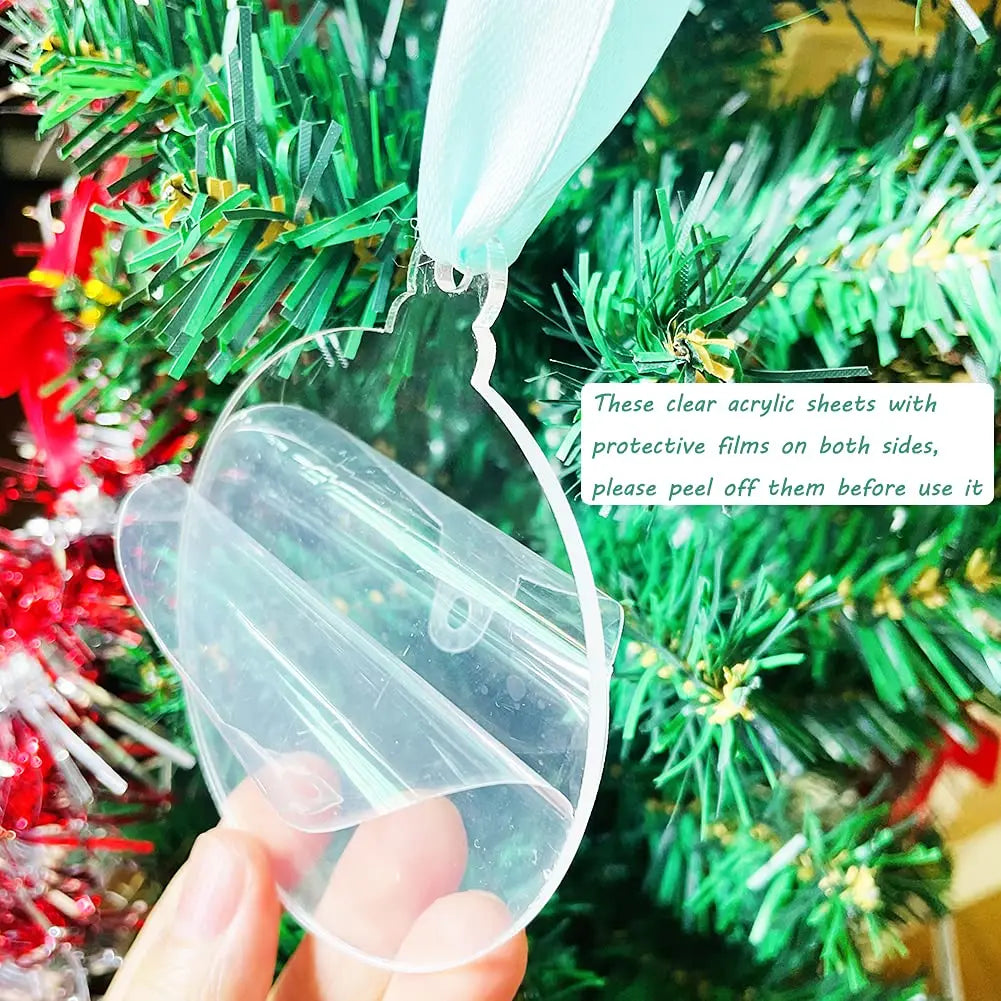50 Pack Clear Acrylic Christmas Ornaments for DIY - Image 4