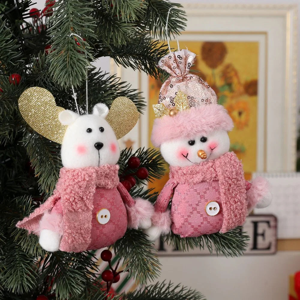 Charming Pink Christmas Doll & Animal Ornaments - Image 3