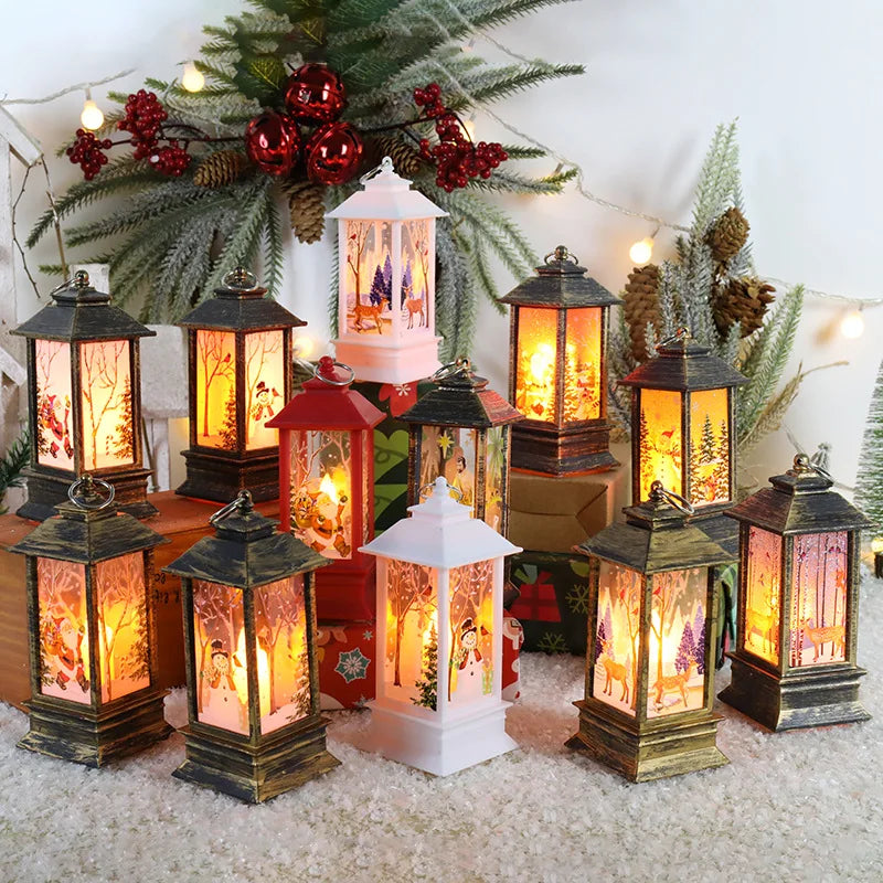 Charming LED Lanterns: Santa, Snowman & Elk Decor