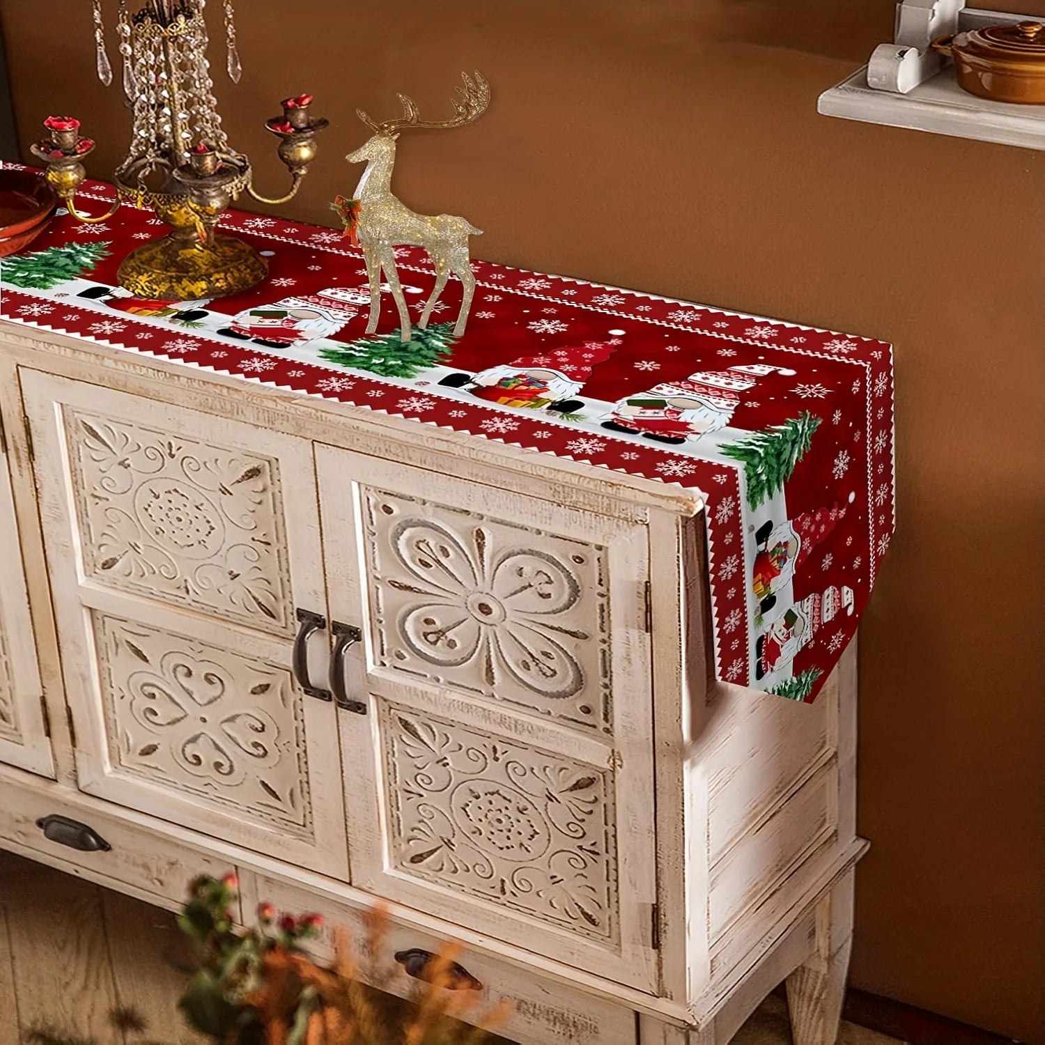 Charming Gnome Snowflake Christmas Table Runner - Image 8