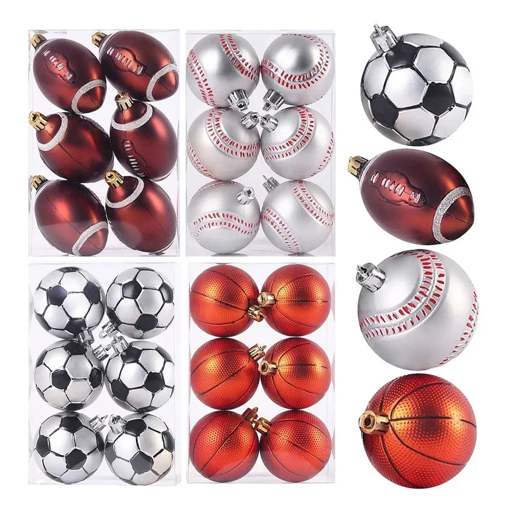 6-Piece Sports Ornament Set for Christmas Decor