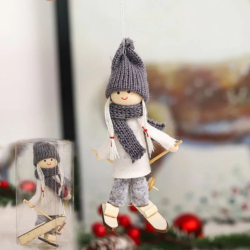 Charming Wooden Ski Dolls for Christmas Tree Decor - Image 16