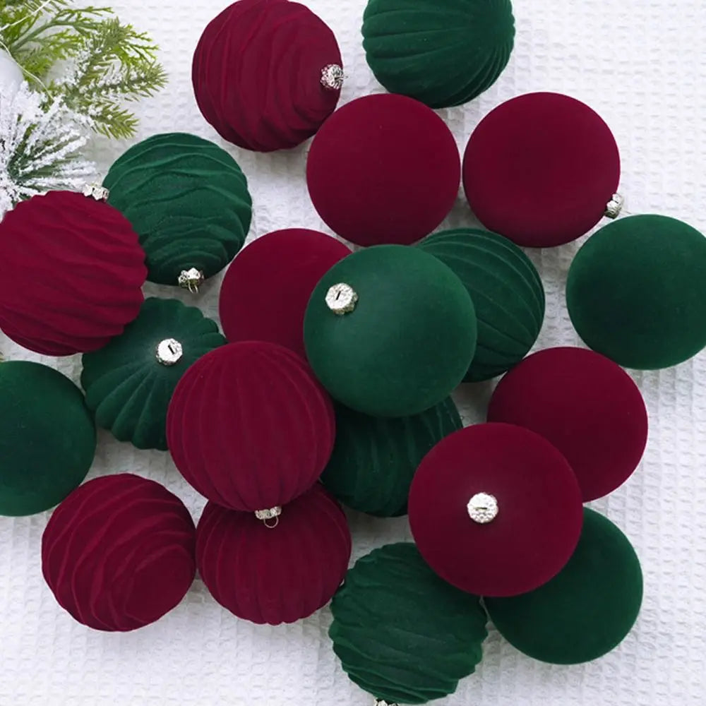 12pcs Plush Velvet Christmas Ball Ornaments