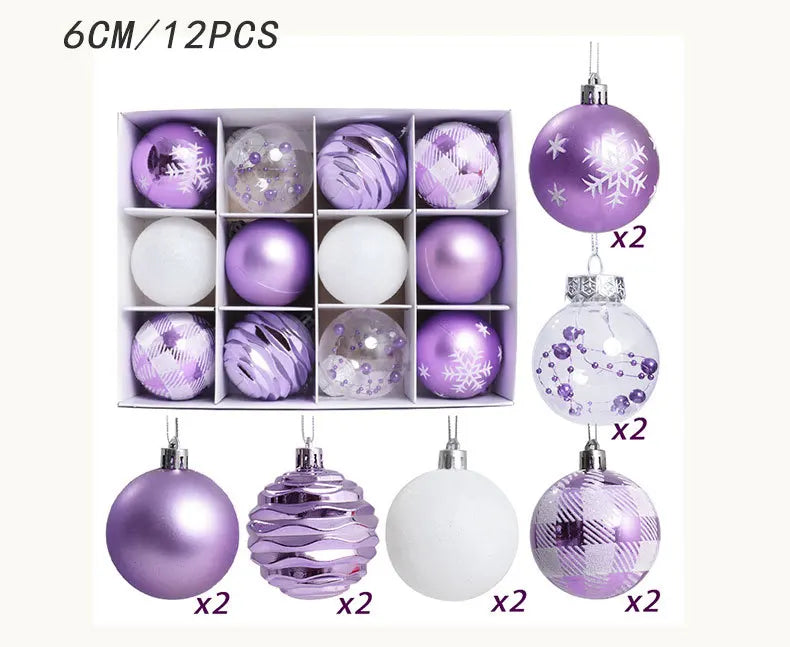 Vibrant Purple & Red Christmas Ball Ornaments 12pc - Image 20