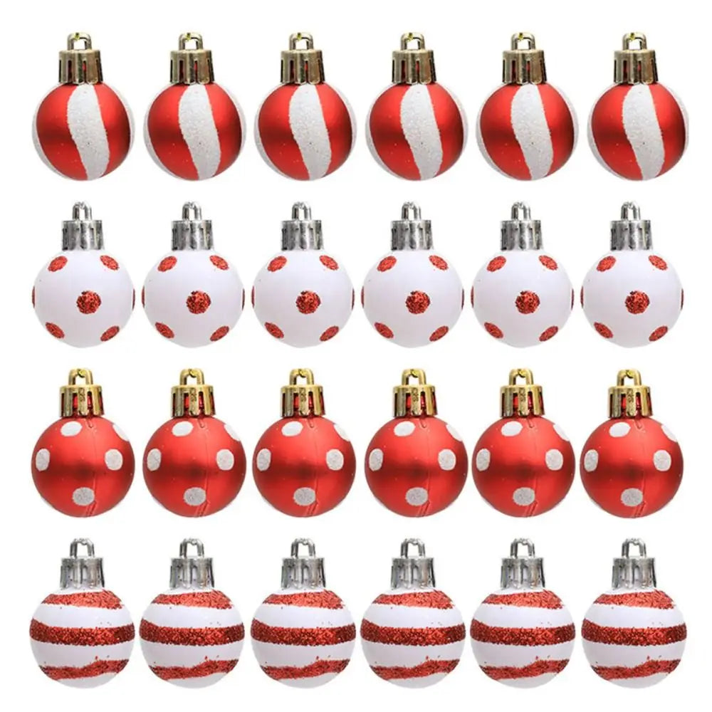 24pcs Mini Painted Christmas Ball Ornaments