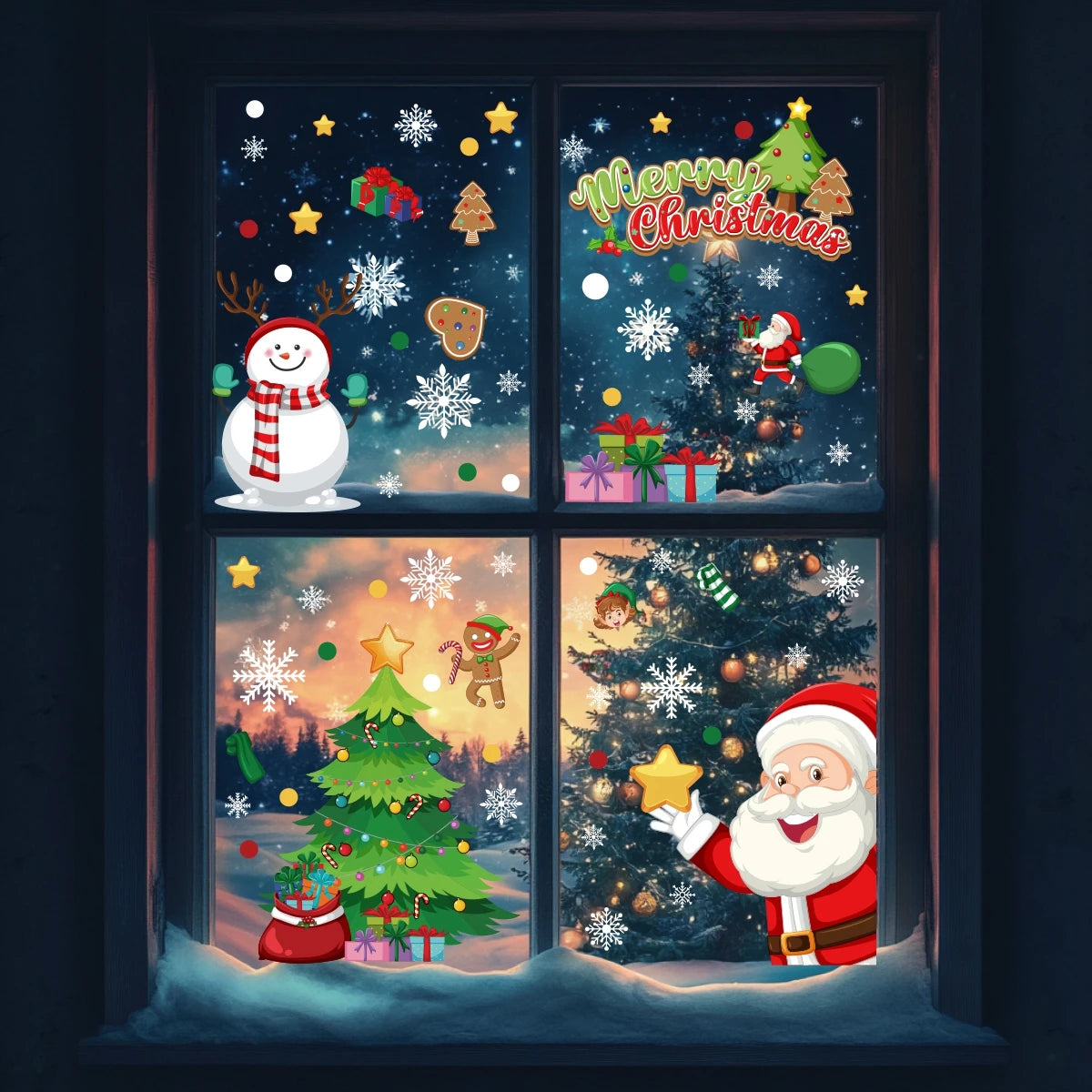 Festive Merry Christmas Window Stickers for Home - Image 21