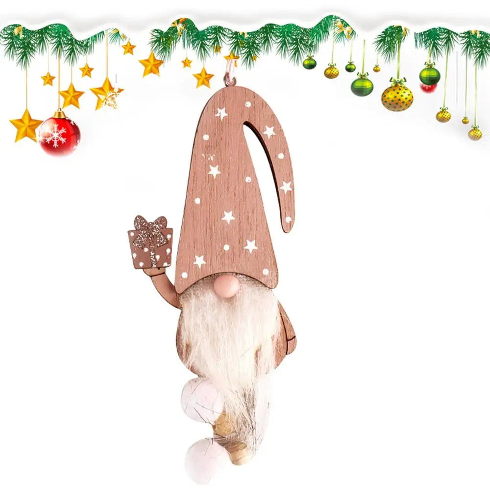 Charming Christmas Gnome Wood Ornaments for Holiday Decor - Image 2