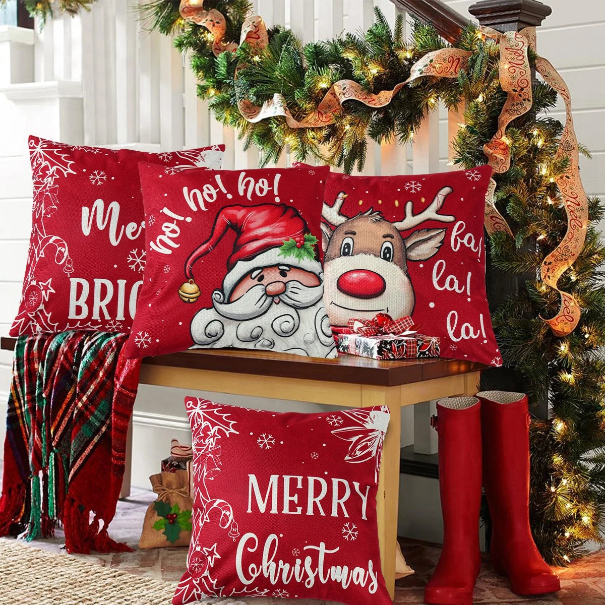Festive Santa Claus & Snowman Pillowcase Decor - Image 30