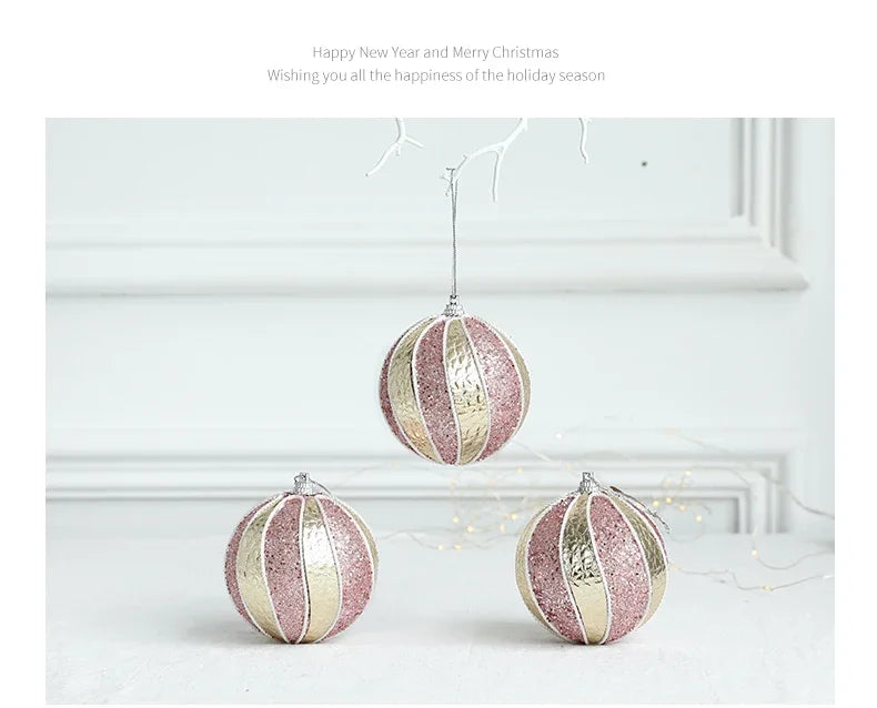 Vibrant Gold Striped 8cm Christmas Tree Ornaments - Image 19