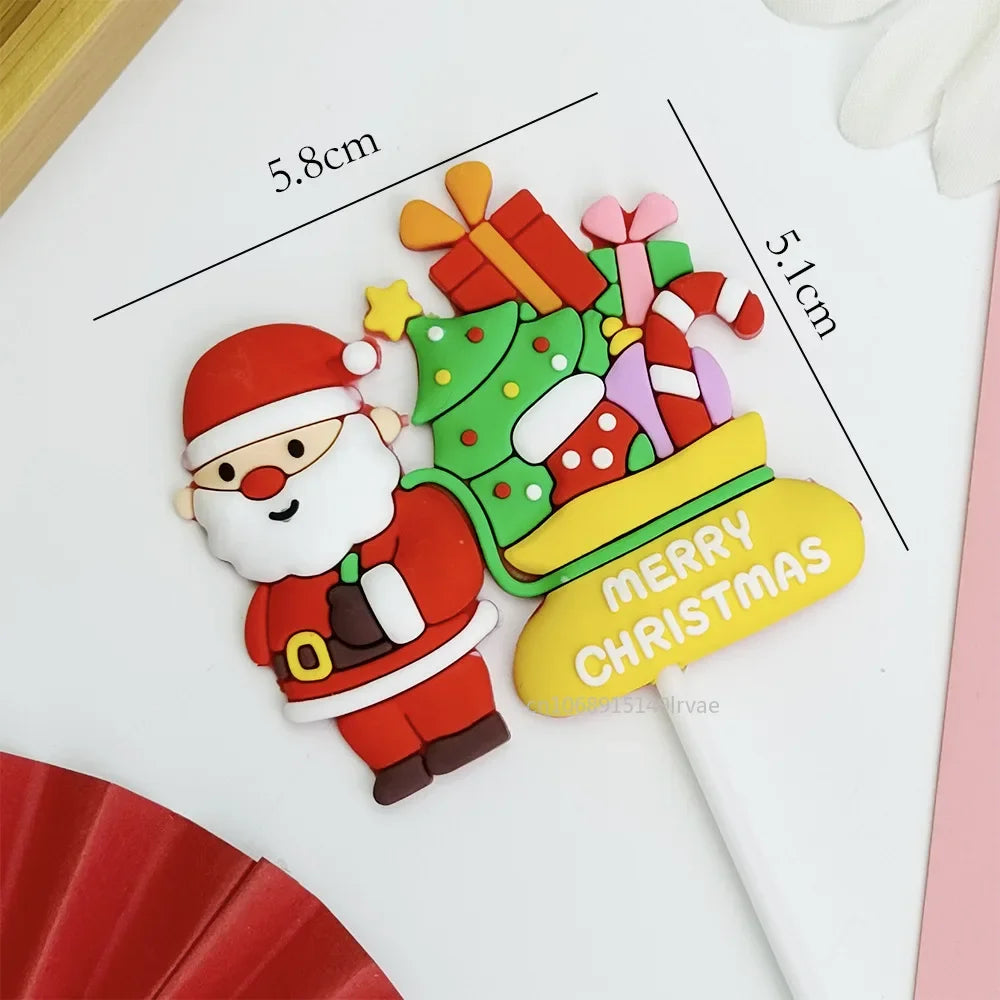 Festive Santa & Elk Cake Toppers for Christmas - Image 14