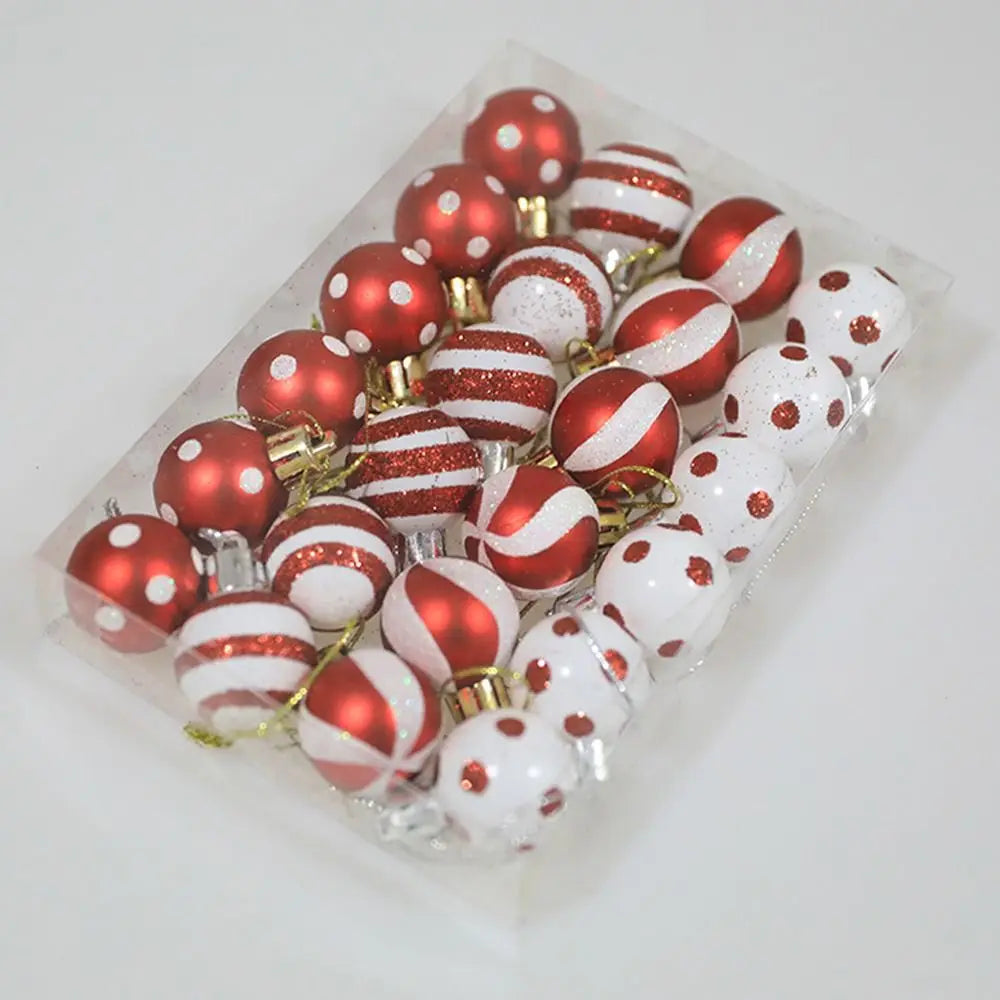 24pcs Mini Painted Christmas Ball Ornaments - Image 3