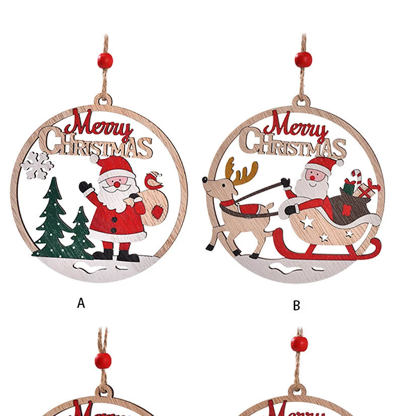 Charming Wooden Santa & Reindeer Ornaments for Christmas - Image 5