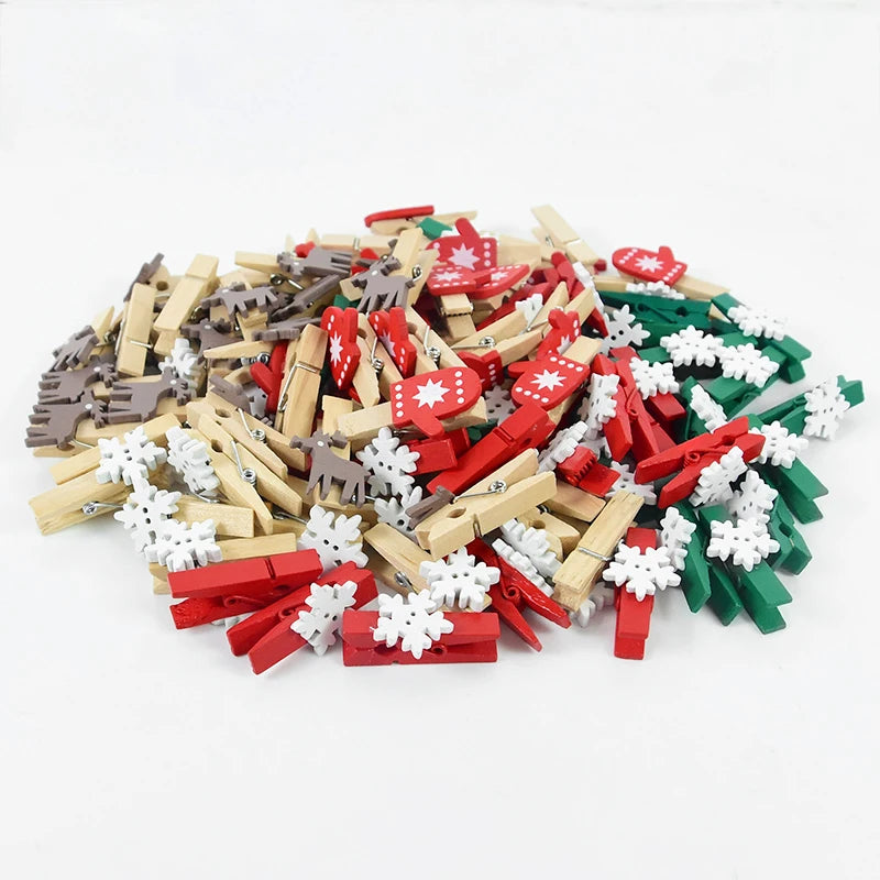 20pcs Festive Wooden Clips for Holiday Decor - Image 18