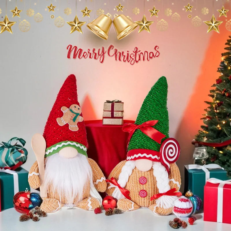 Cute Knitted Gingerbread Gnomes for Christmas Décor