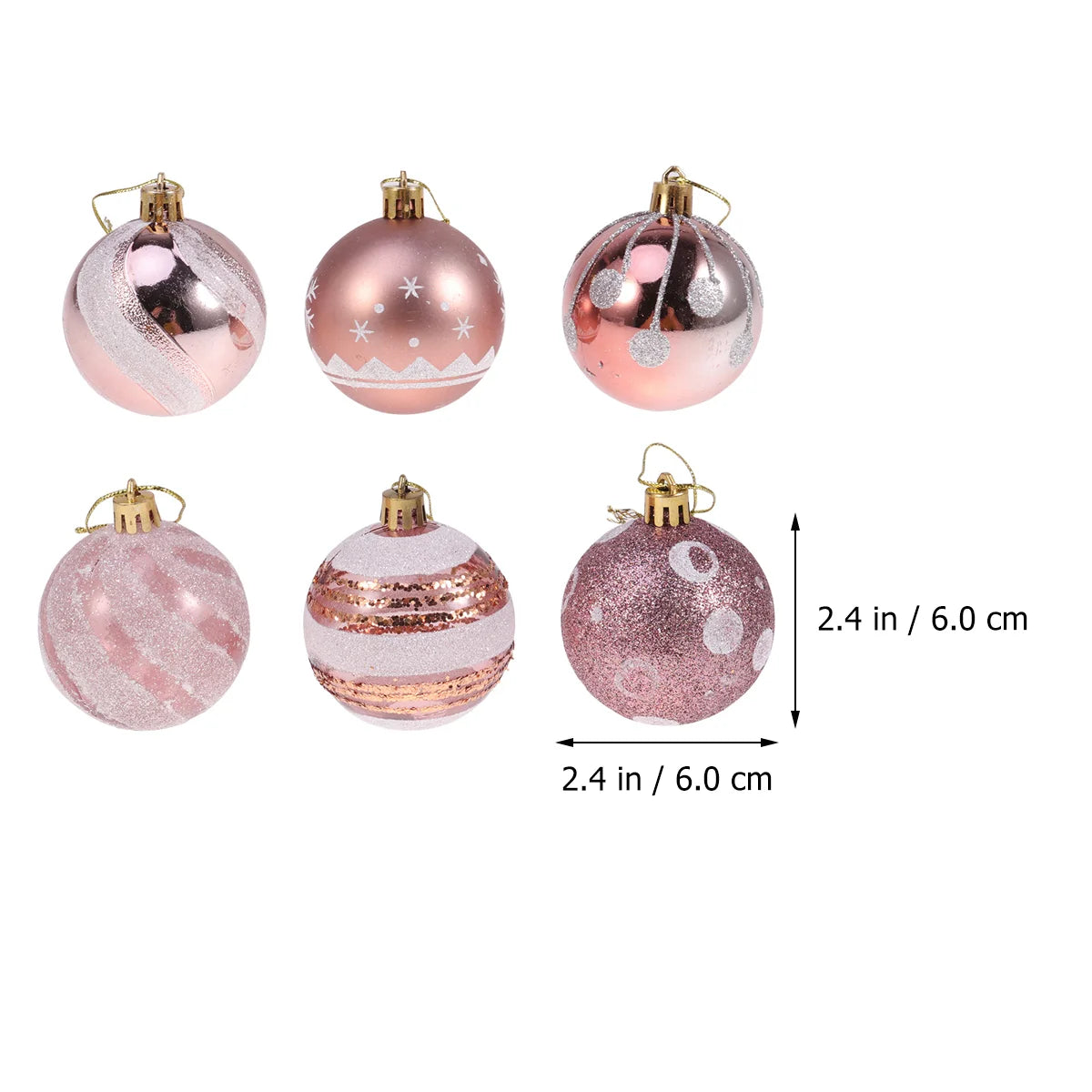 24Pc Rose Gold Christmas Tree Ornaments Set - Image 5