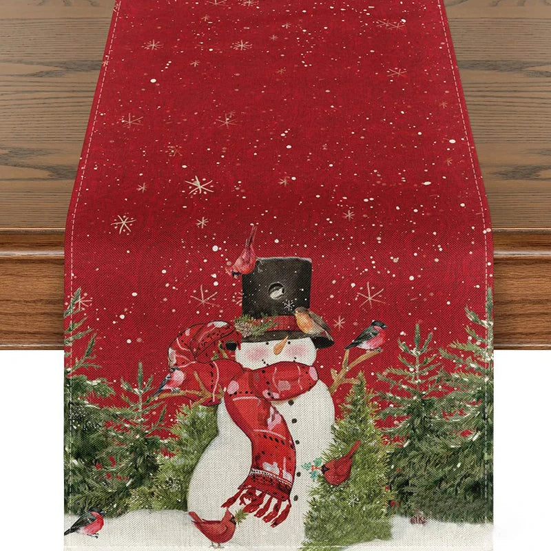 Festive Christmas Table Runner with Santa & Snowman - Image 4