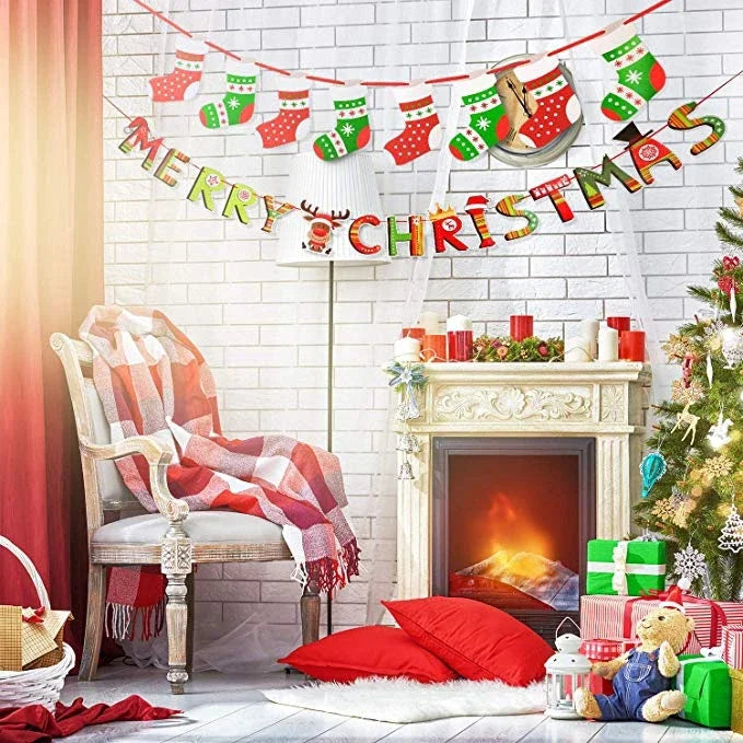 Santa Claus Merry Christmas Bunting Banner Decor - Image 15