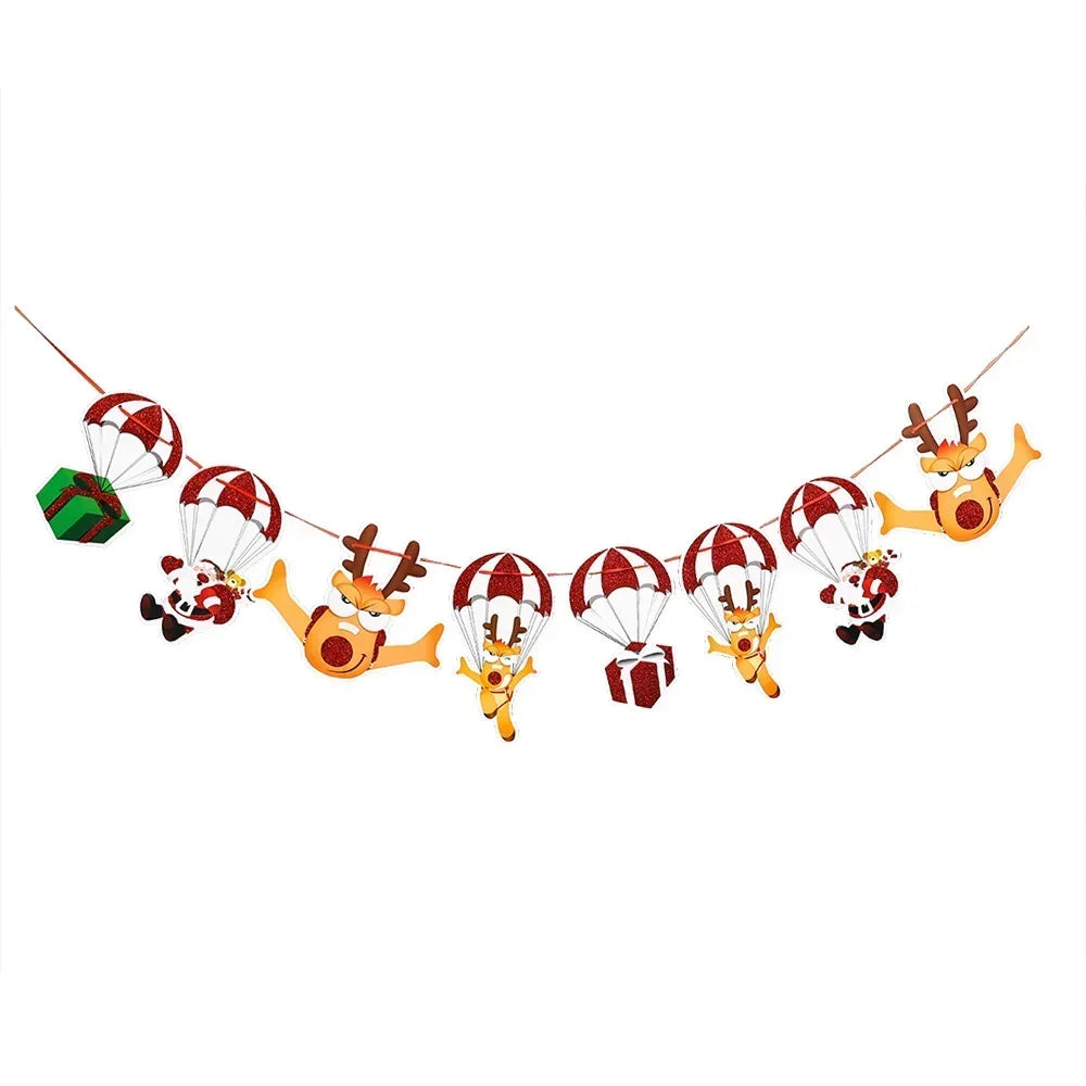 Festive Christmas Banner: Santa, Elk & Socks Decor - Image 2