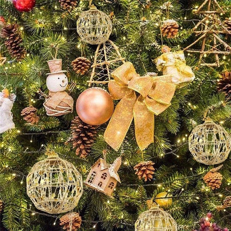 Set of 6 Gold Bling Christmas Tree Ornaments - Image 4
