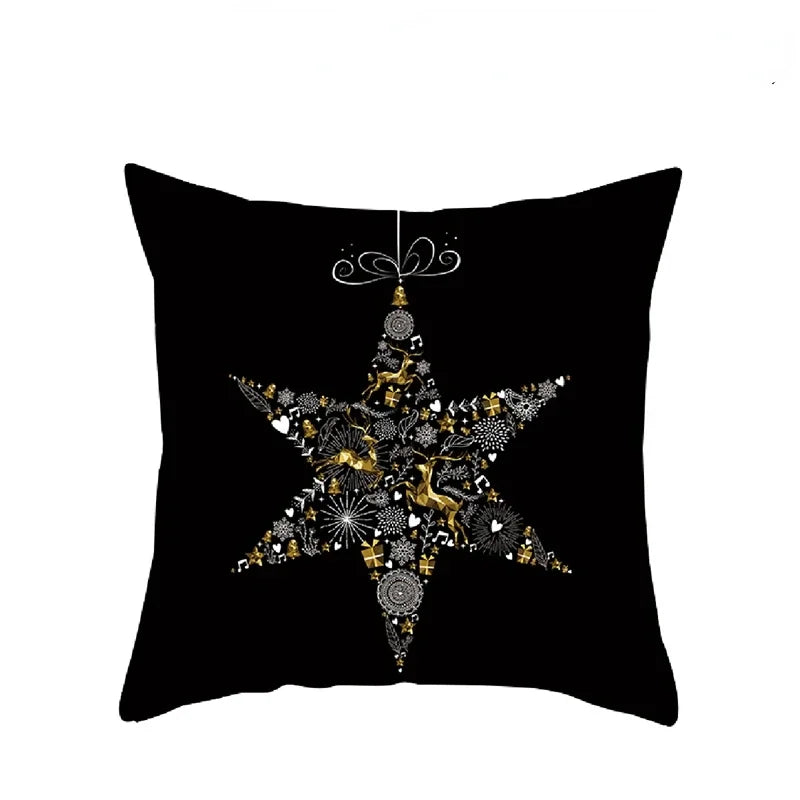 Elegant Black and Gold Christmas Cushion Cover - Image 24
