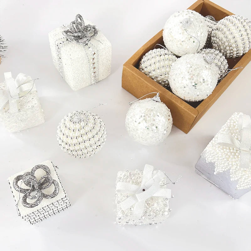 Charming White Foam Ball Christmas Tree Ornaments