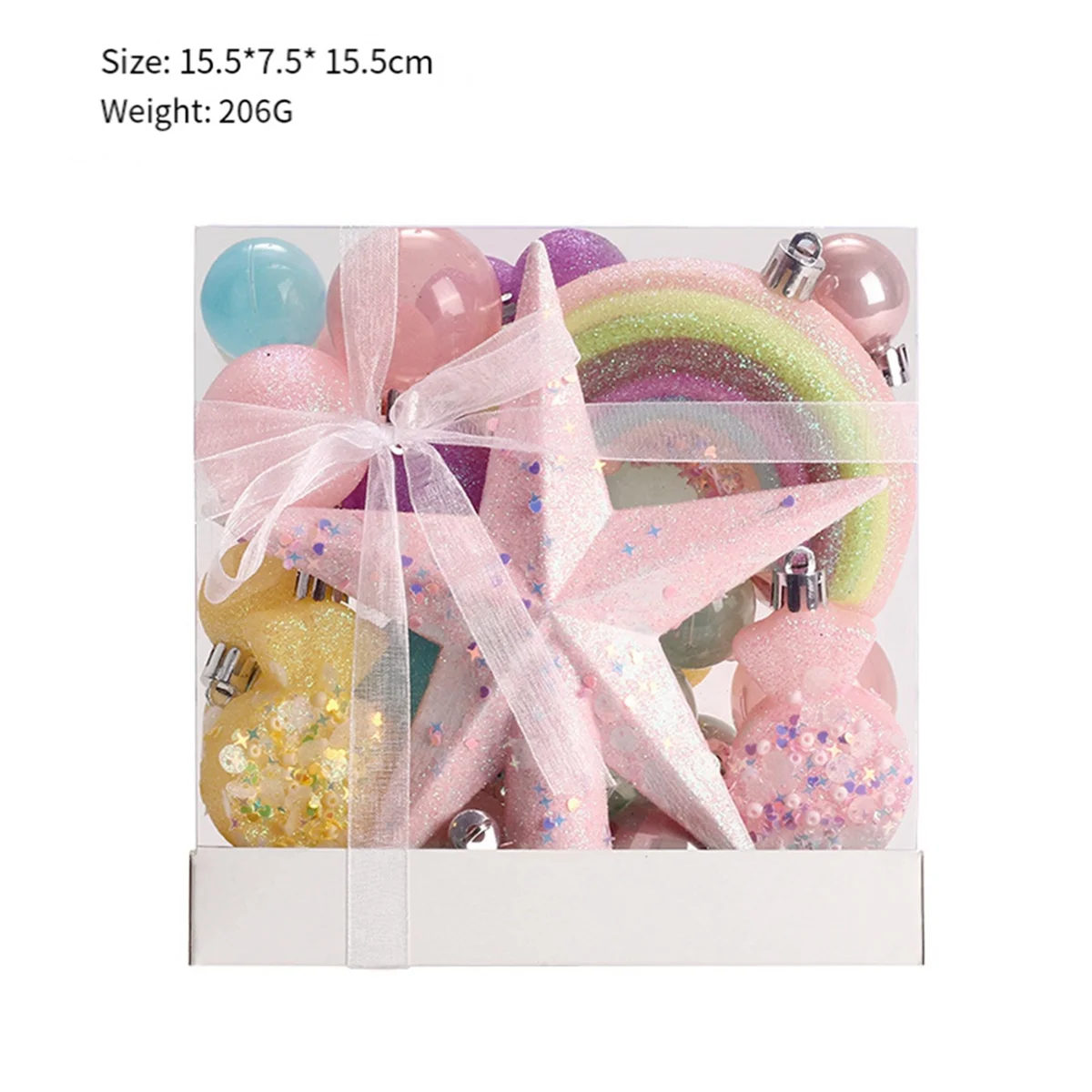Vibrant Rainbow Shatterproof Christmas Tree Ornament Set - Image 3