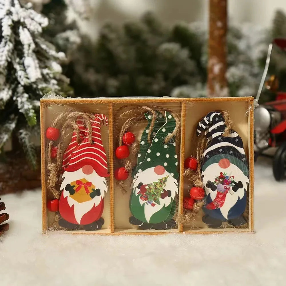 Charming Christmas Gnome Wood Ornaments Set - Image 10
