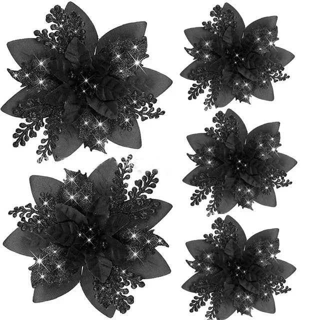 Sparkling 5-Piece Christmas Flower Decoration Set - Image 2