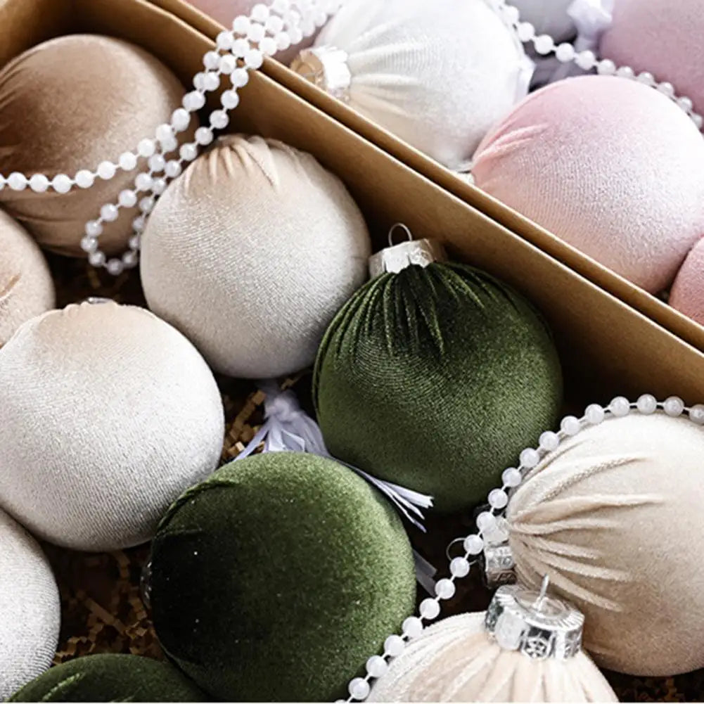 Festive Velvet Christmas Ball Ornaments Set