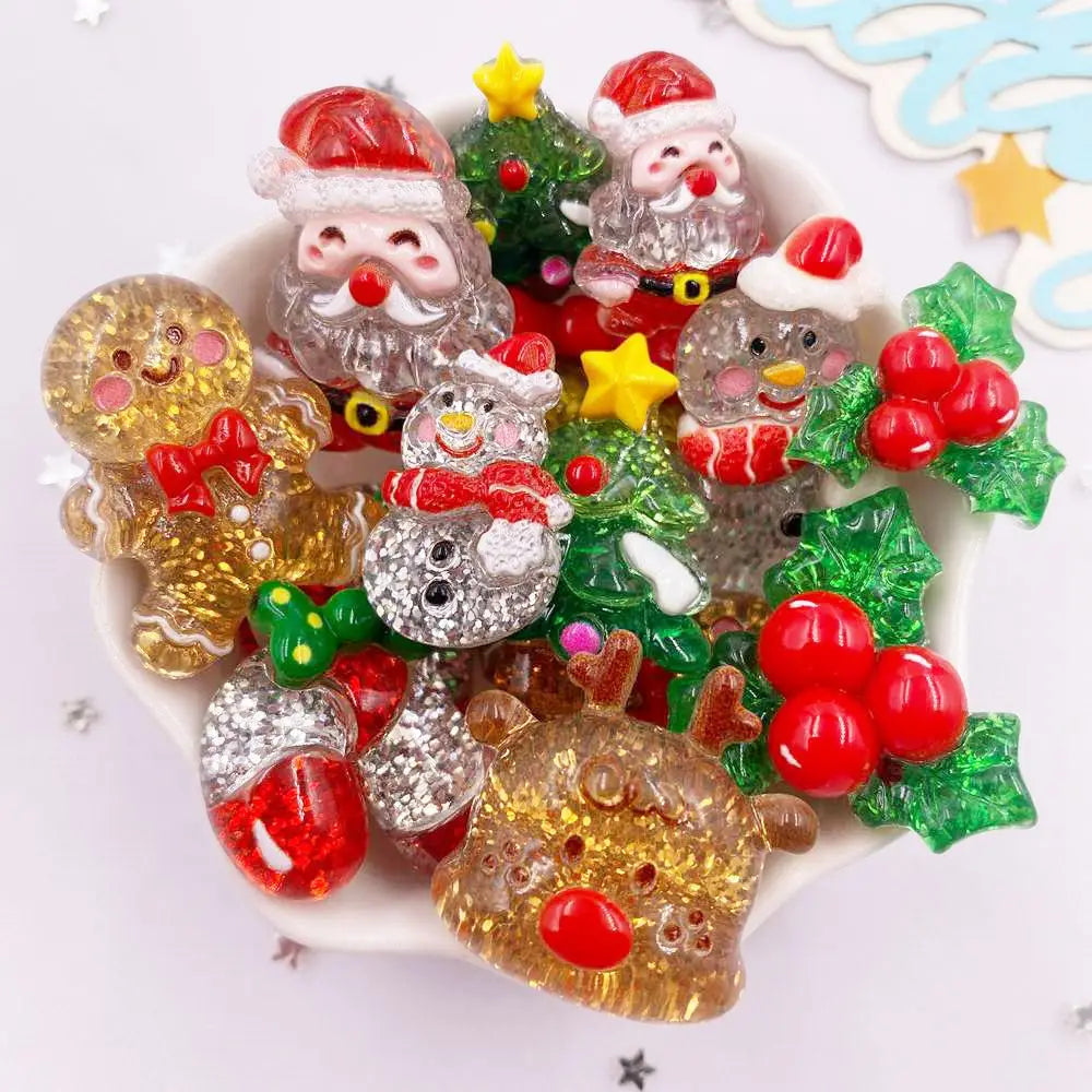 Festive Resin Christmas Figurines Set - 8PCS